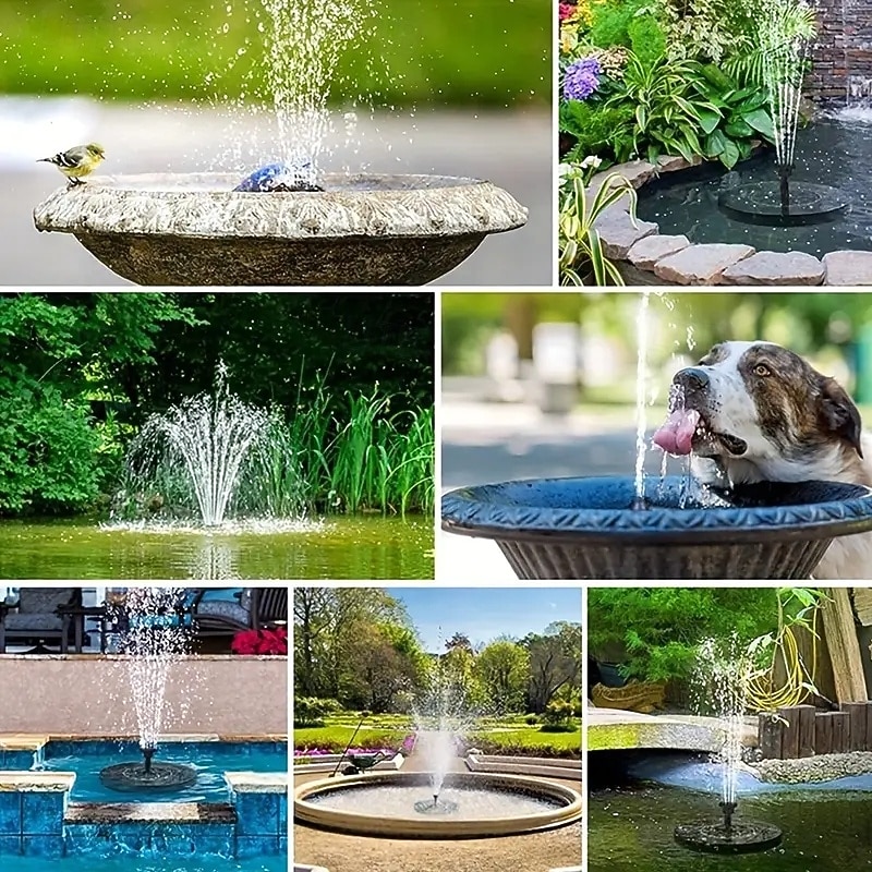 Solar Fountain Courtyard Garden Bird Bath Fountain, Outdoor Pond Floating Fountain4