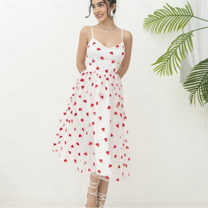 Retro Vintage 1950s Sparkle Midi Cocktail Dress Flare Dress Heart Fancy Dress Women's Vacation Homecoming Party & Evening Adults' Dress Summer4