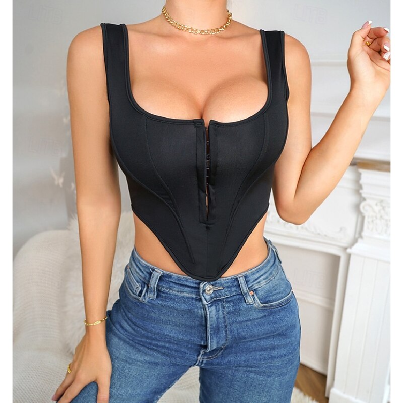 Slim Fit Corset Crop Top Bustier Solid Color Fancy Dress Women's Masquerade Party & Evening Adults' Top Corset2