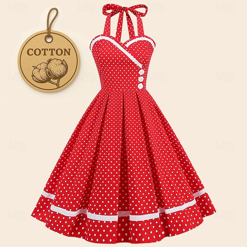 Retro Vintage 1950s Vintage Dress Cocktail Dress Swing Dress Halter Fancy Dress Women's Masquerade Party / Evening Bachelorette Party Adults' Dress Homecoming Dresses