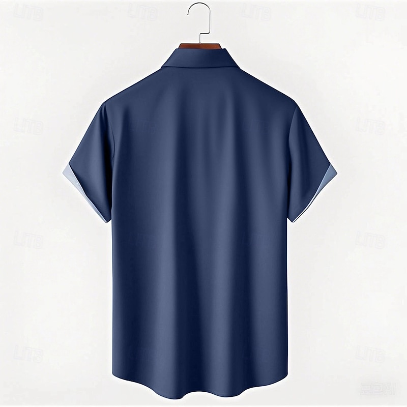 Men's Striped Bowling Ball Shirt Bowling Shirt Button Up Shirt Short Sleeve Sports Fashion Streetwear Outdoor Casual Daily Summer Spring Turndown Print Button-Down Yellow Light Green Blue Green Dark2