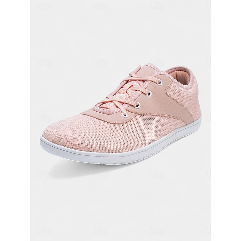 Women's Wide Toe Barefoot Walking Sneakers – Pink Flyknit Shoes for Casual Wear, Daily Travel & Foot Comfort Support4