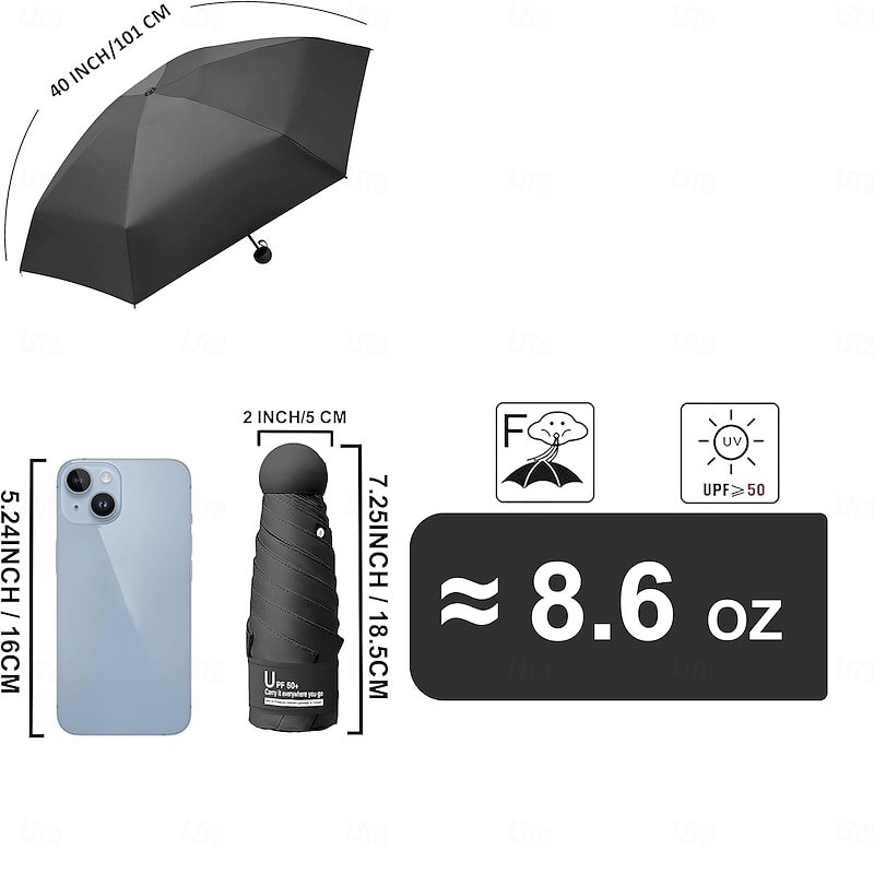 Travel Mini Sun Umbrella for Purse With Case Small Compact UV Sun Protection Sun Lightweight Tiny Pocket Umbrella for Women Kids and Men3