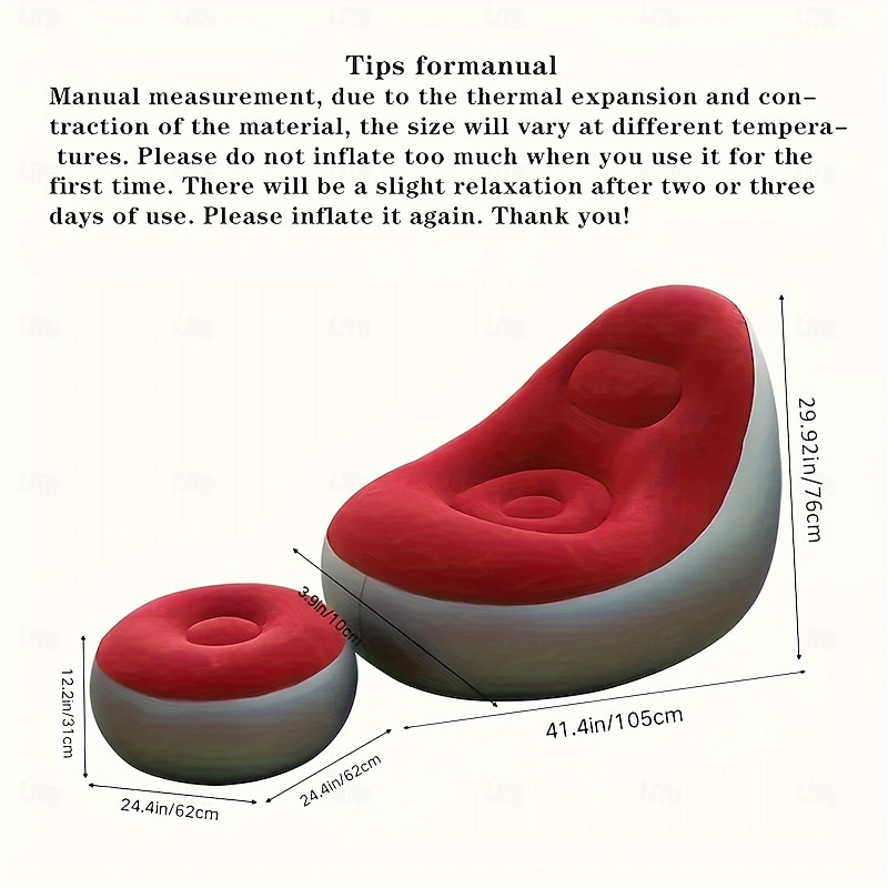 Portable Inflatable Sofa - Lazy Sofa Foldable Lounge Chair with Pedal Comfortable Combination Flocking - Suitable for Camping Hiking and Sunbathing at Home2