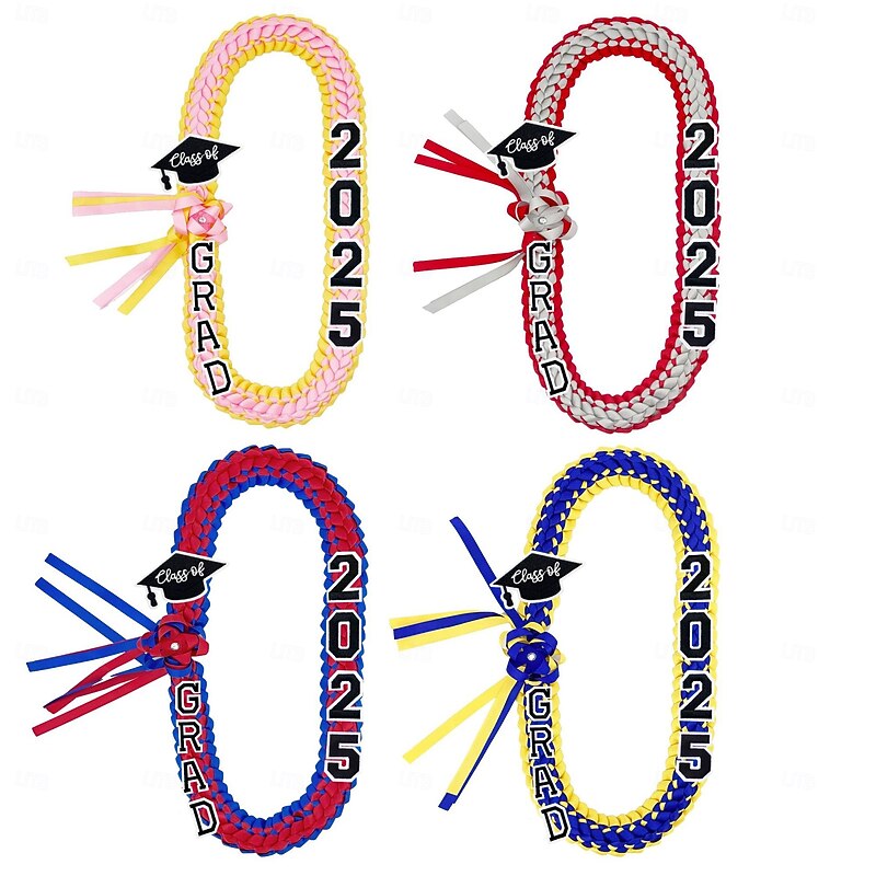 Graduation Ribbon Lei 2025 Double Layer Handmade Honor Cord Gift, Satin Flower Garland for Graduates, Graduation Ceremony Party Decoration4