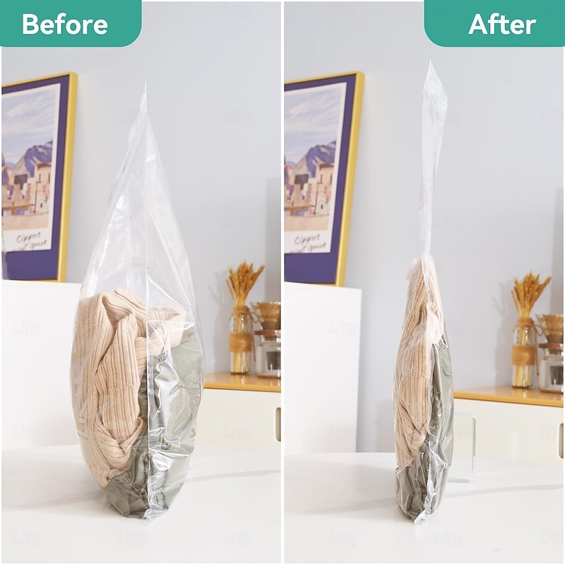 10 Pack Travel Vacuum Storage Bags with Hand Pump, Space Saver Compression Seal Bags for Clothes, Blankets, Quilts, Carry-On Packing Bags for Luggage and Suitcase, Reusable Ziplock Bags4