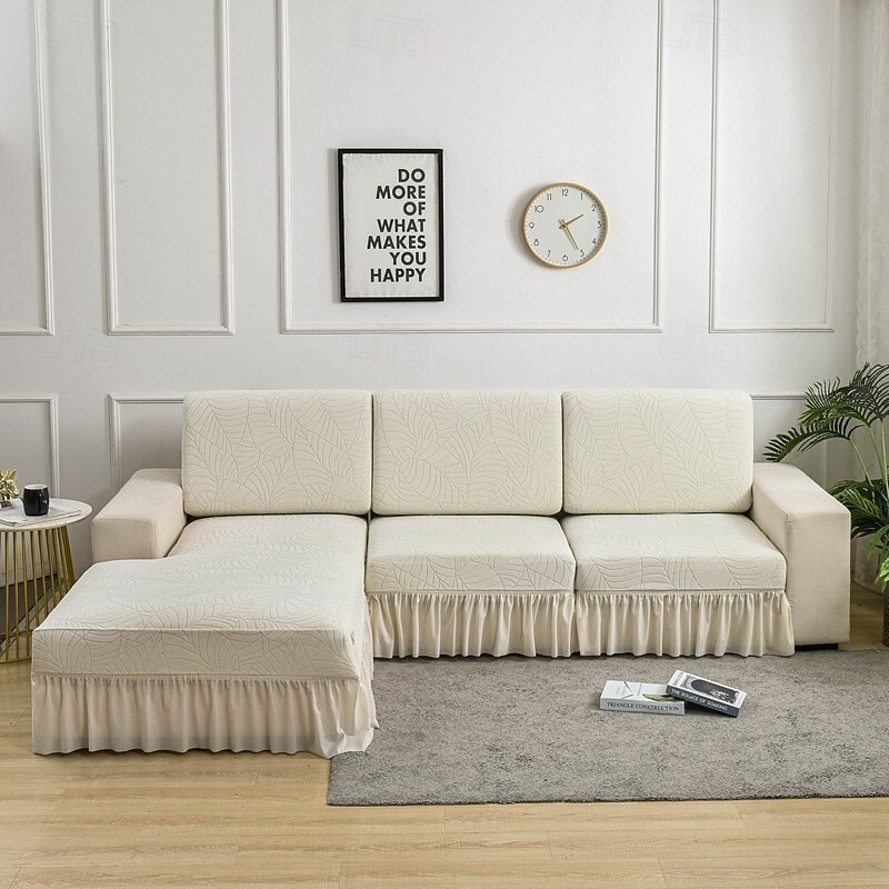 Sofa Cushion Cover With Skirt for Vintage Design Living room WaterresisitantFurniture Protector Spandex Elastic Removable L-Shape Corner Armchair Couch Slipcover3