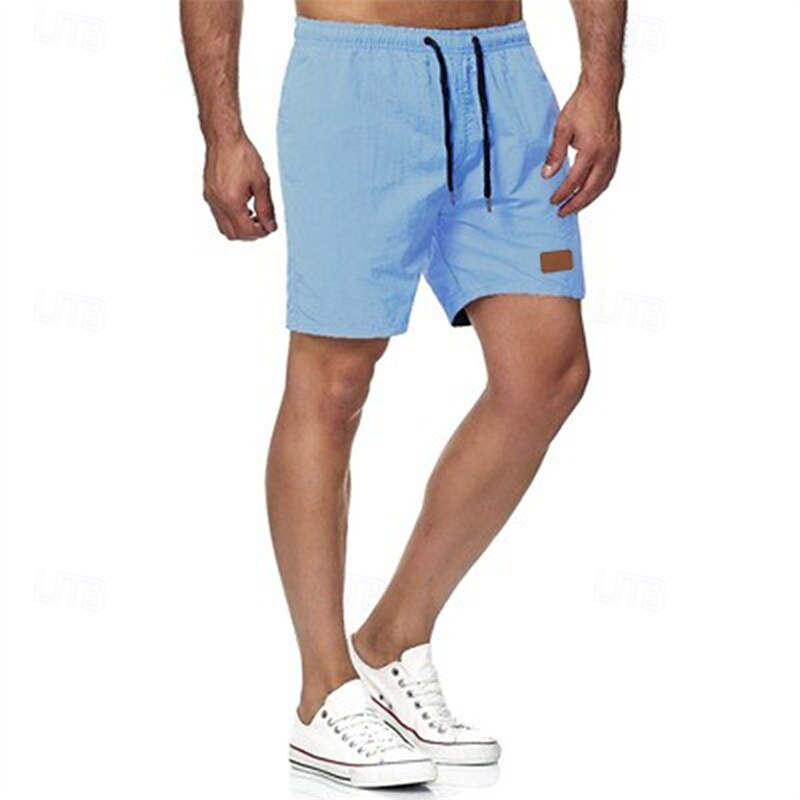 Men's Swim Shorts Shorts Summer Shorts Casual Shorts Pocket Drawstring Elastic Waist Plain Comfort Breathable Short Outdoor Vacation Sport Casual Black White3