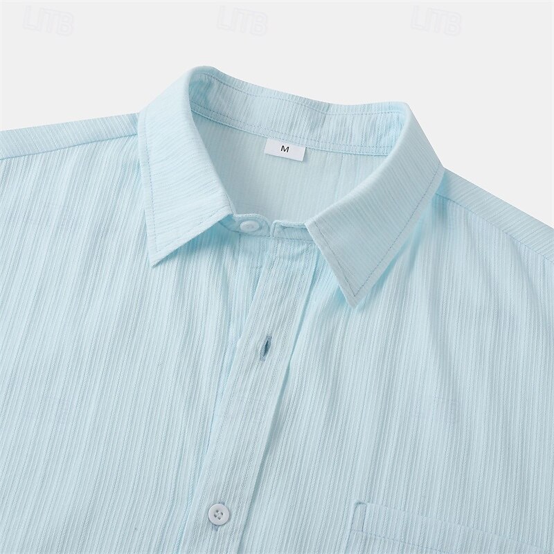 Men's Shirt Casual Shirt Button Up Shirt Plain Vacation Street Black White Yellow Light Green Short Sleeve Lapel Summer Clothing Apparel Button-Down3