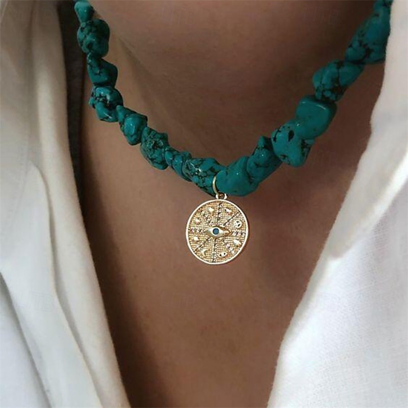 1PC Necklace For Women's Stone Blue Street Daily Alloy Retro Snake Sun