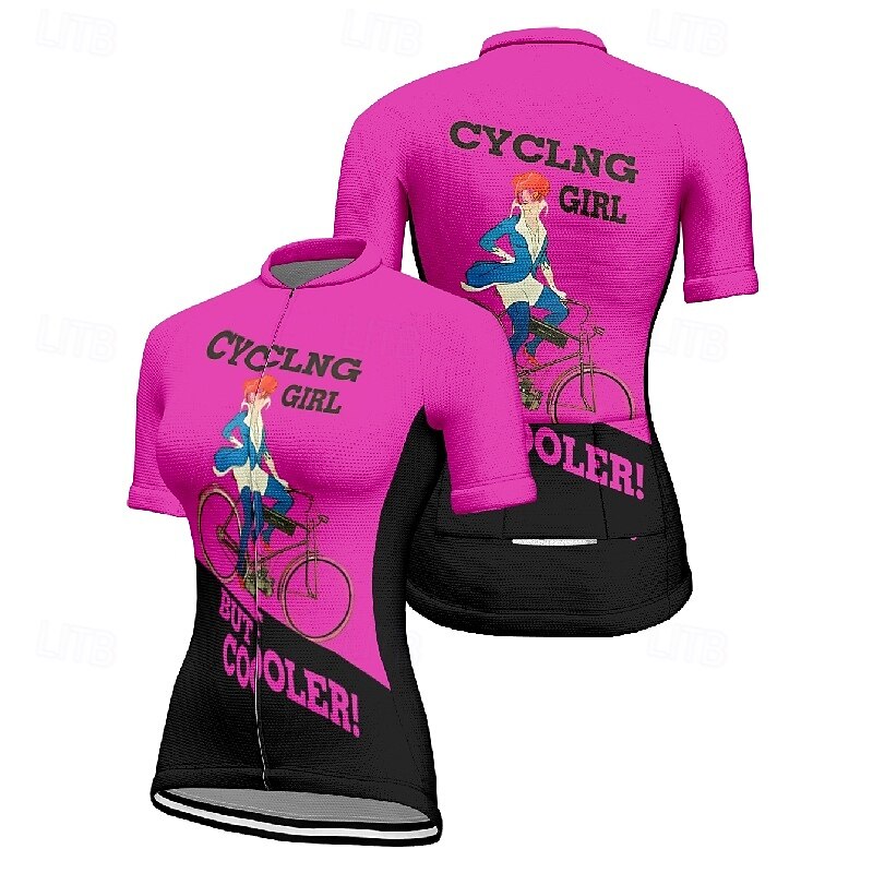 Women's Cycling Jersey Graphic Letter & Number Short Sleeve Bike Tee Tshirt Jersey with 3 Rear Pockets Mountain Bike MTB Quick Dry Anatomic Design Wicking Breathable Sports Yellow Pink Red Clothing3
