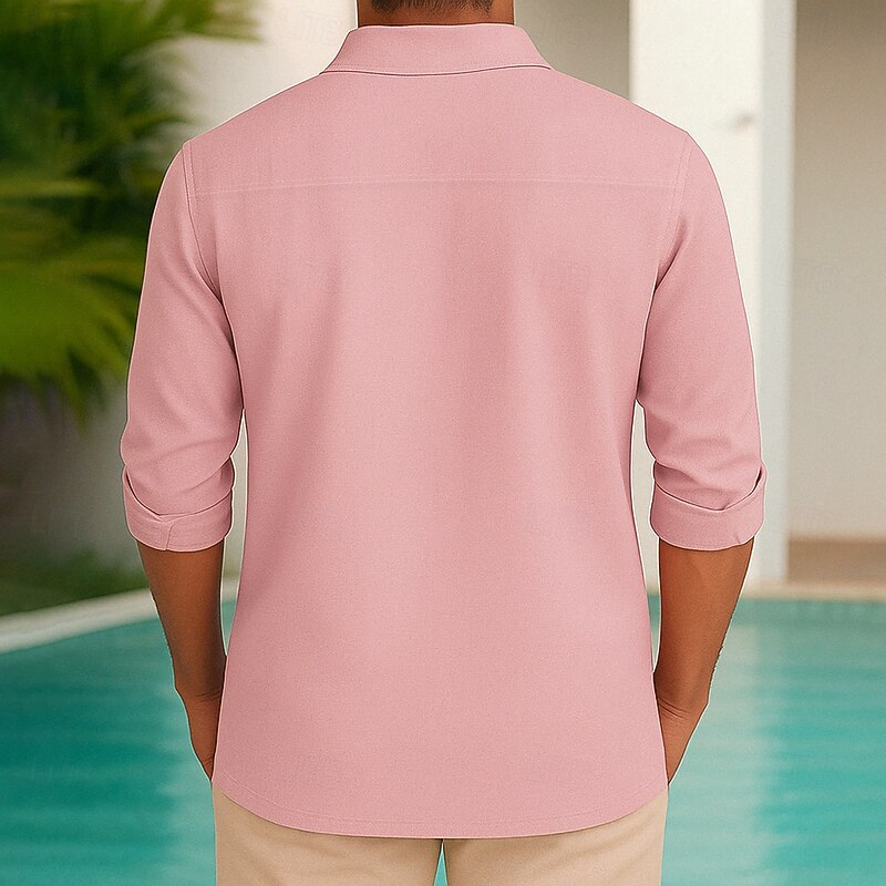 Men's Letter Printed Faith Shirt Summer Shirt Button Up Shirt Long Sleeve Fashion Casual Dailywear Causal Beach Wear Summer Spring Turndown 3D Print Linen Like Shirt White Pink Blue2