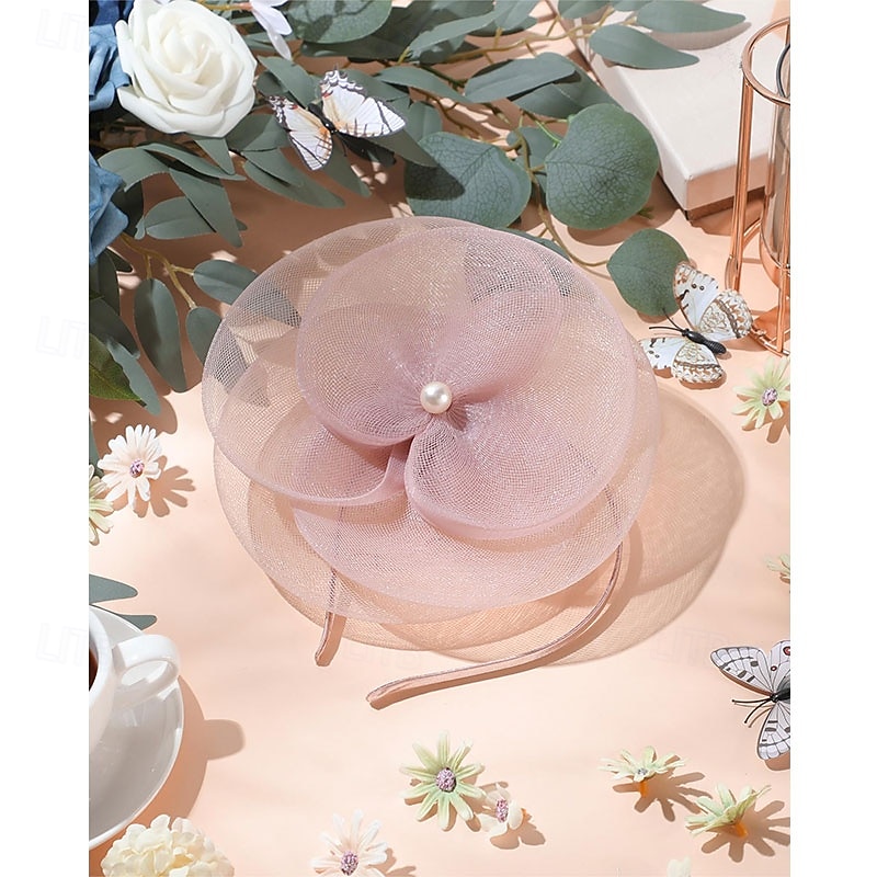 Fascinators Hats for Women Tea Party Elegant Headband Derby Hats with Hair Clip for Wedding Bride Party3