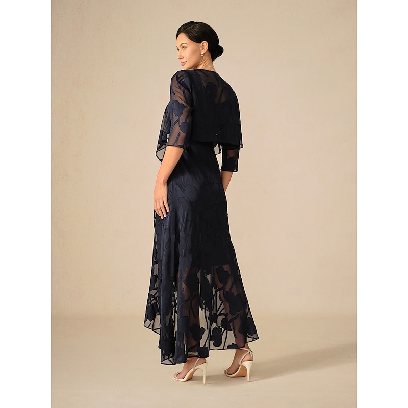 Women's Maxi Dress Ruffle Dress Elegant Wedding Wedding Guest Evening Party Floral Sleeveless U Neck Navy Blue Summer Spring3