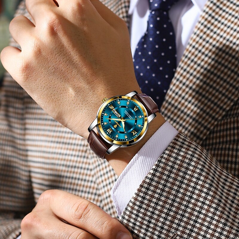 Women Men Quartz Watch Fashion Business Luminous Date Waterproof Alloy Watch2