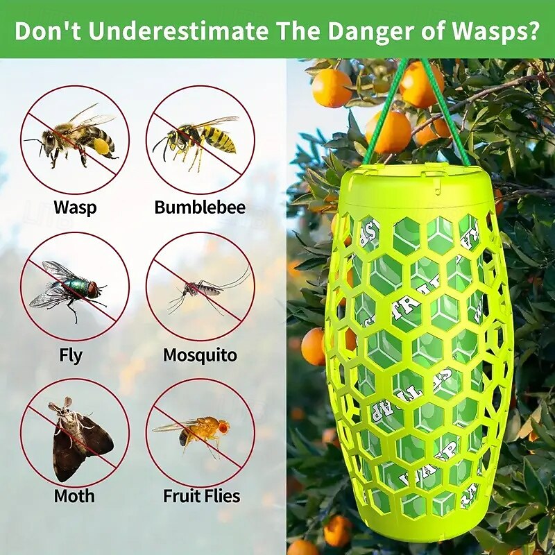 Wasp Trap (Outdoor Hanging) Sticky Wasp Trap for Gardens Yards Farms etc. 1 pack