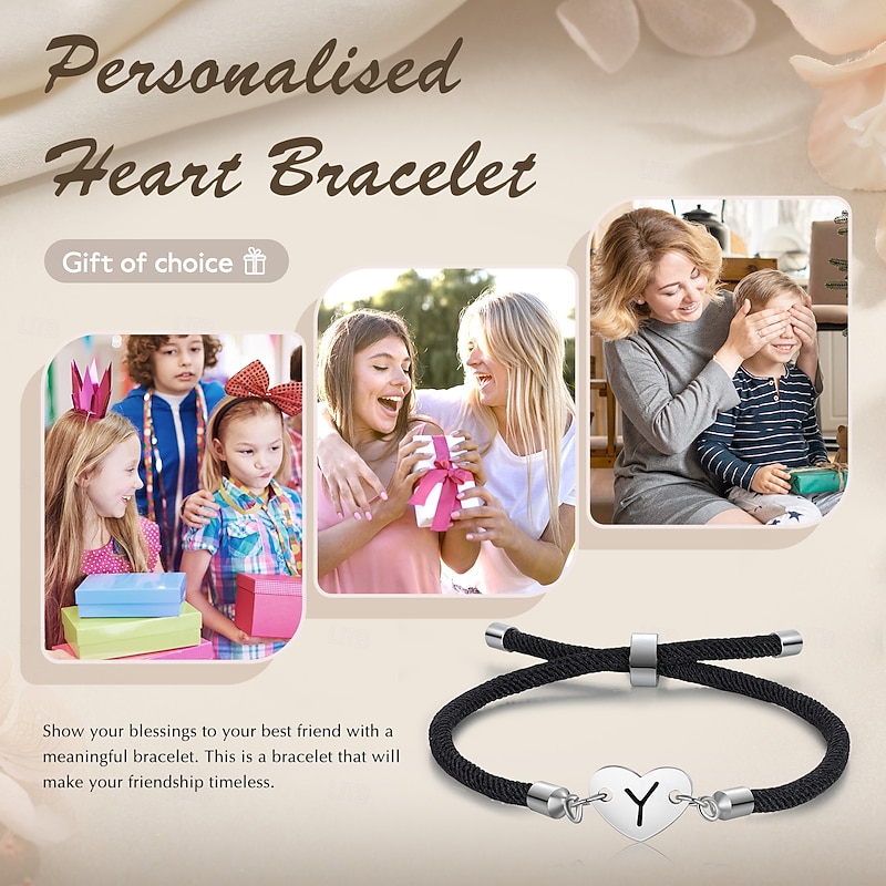 Personalized Letter Bracelet, Custom Initial Bracelet with Engraving, Gift for Dad Mom Lover on Father's Day, Mother's Day, Valentine's, Christmas, Birthday, Anniversary2