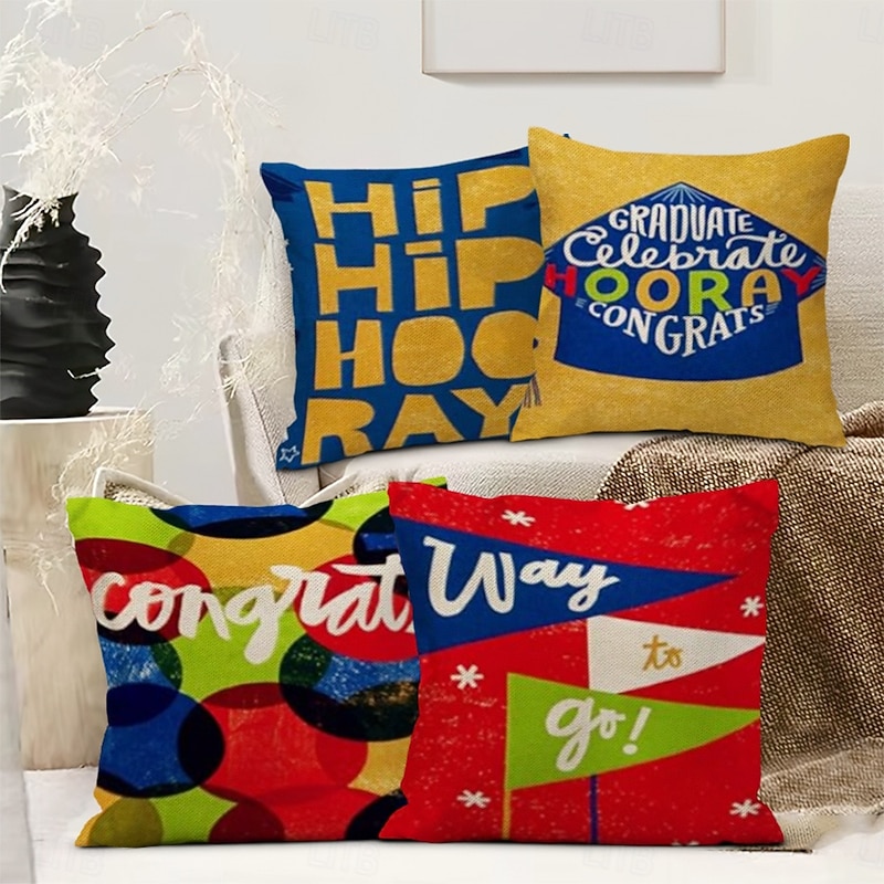 Graduation Decorative Toss Pillows Cover 4PC Best Graduation Gift Soft Square Couch Cushion Case Pillowcase for Bedroom Livingroom Sofa Chair2