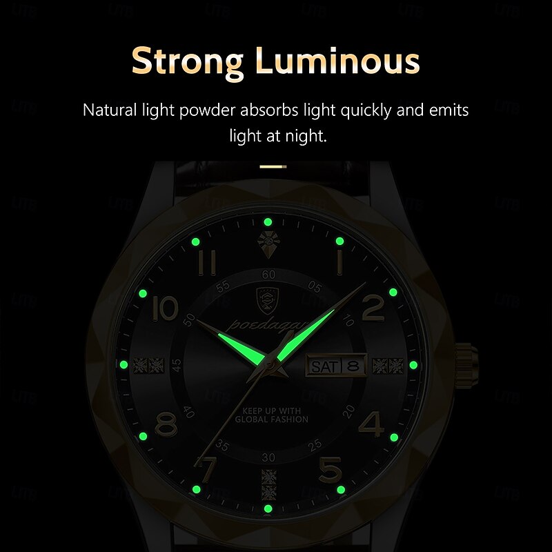 Women Men Quartz Watch Fashion Business Luminous Date Decoration Alloy Watch3