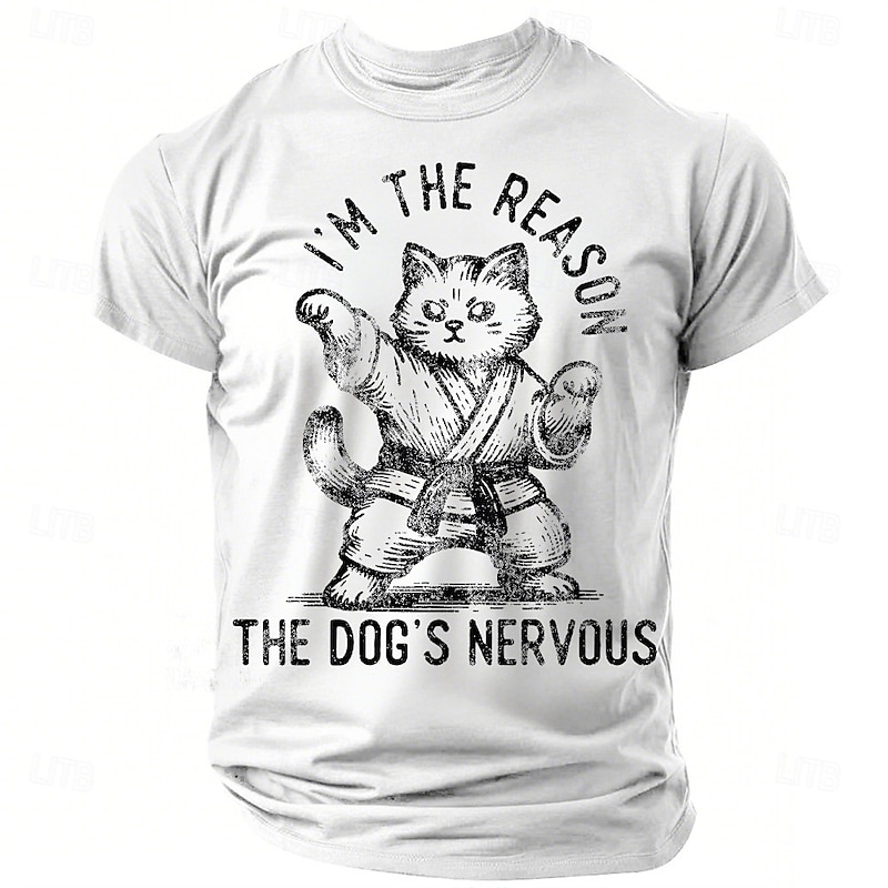 Men's Cat Funny T Shirt Short Sleeve T shirt 3D Print Crew Neck Shirt Fashion Daily Casual Street Casual Daily Black White Red Summer Spring All Seasons Clothing Apparel S M L XL XXL XXXL
