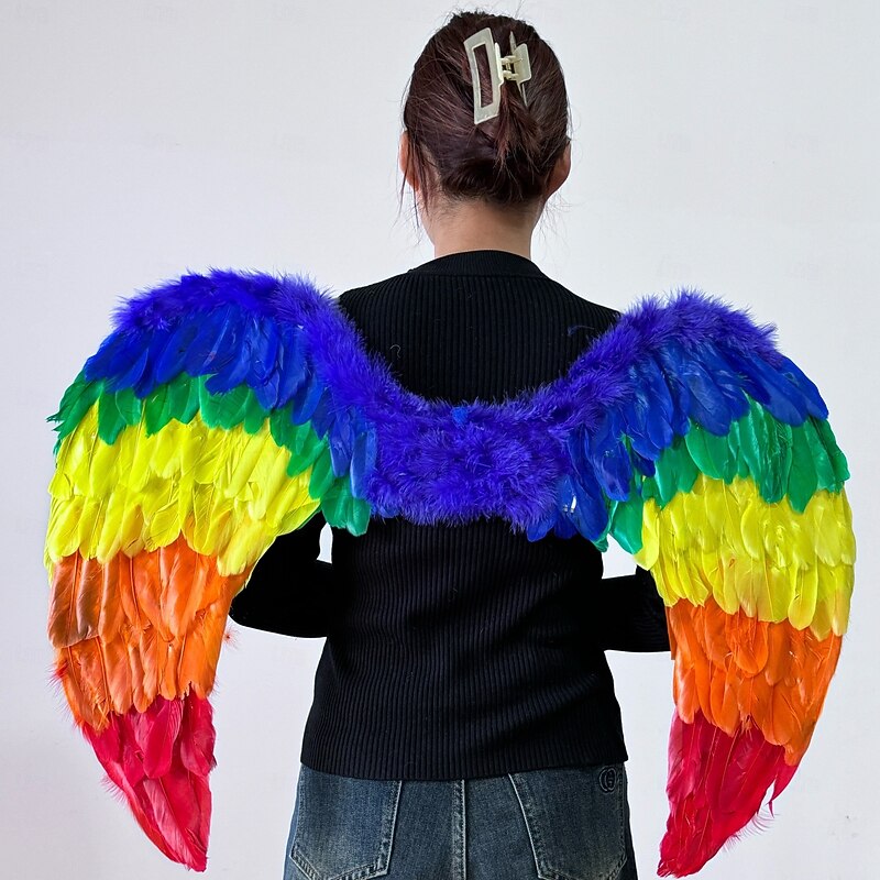 Drag Queen Pride Rainbow Feather Wings Rainbow Angel Wings Adults' Unisex Casual Pride Parade Pride Month Halloween Easy Carnival Costume