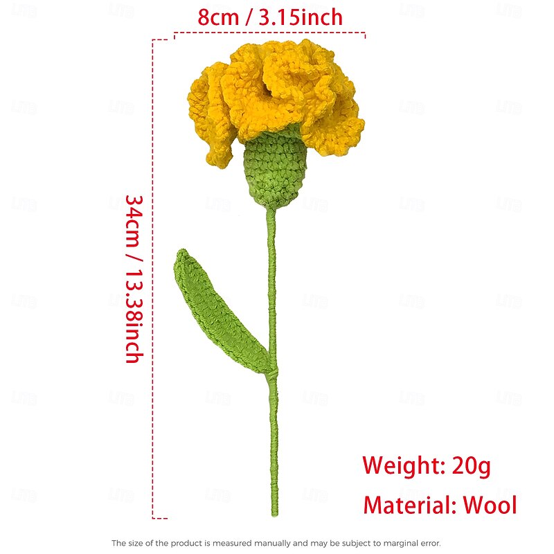 1 Branch Crochet Rose Flower, Knitted Artificial Flower for Home Decor, Eternal Handmade Gift for Women, Girls, Friends, Birthday, Wedding Party2