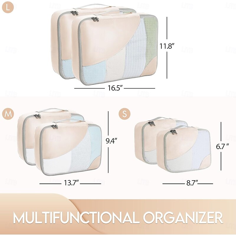 6 Pcs Packing Cubes for Travel, 3 Various Sizes Luggage Organizer Bags for Travel Accessories & Essentials, Storage Cubes for Carry on Suitcases3