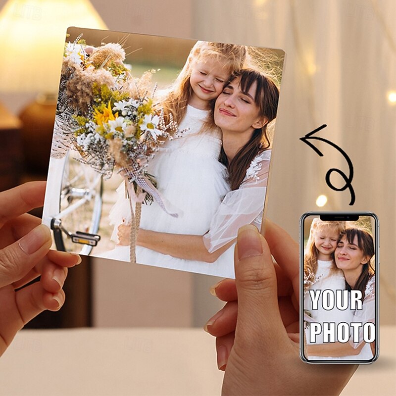 Personalized Acrylic Photo Block Custom Best Gift for Mom, Glass Crystal Block with Picture, Mother's Day, Wedding, Birthday, Christmas, Anniversary3