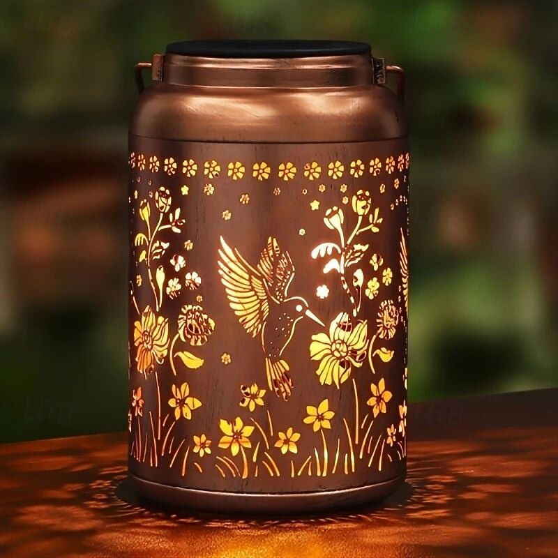 1PC Hummingbird Solar Light Outdoor Hanging Lanterns IP65 Waterproof Metal Crafts Garden Courtyard Lawn Decoration Send Friend Birthday Gift2