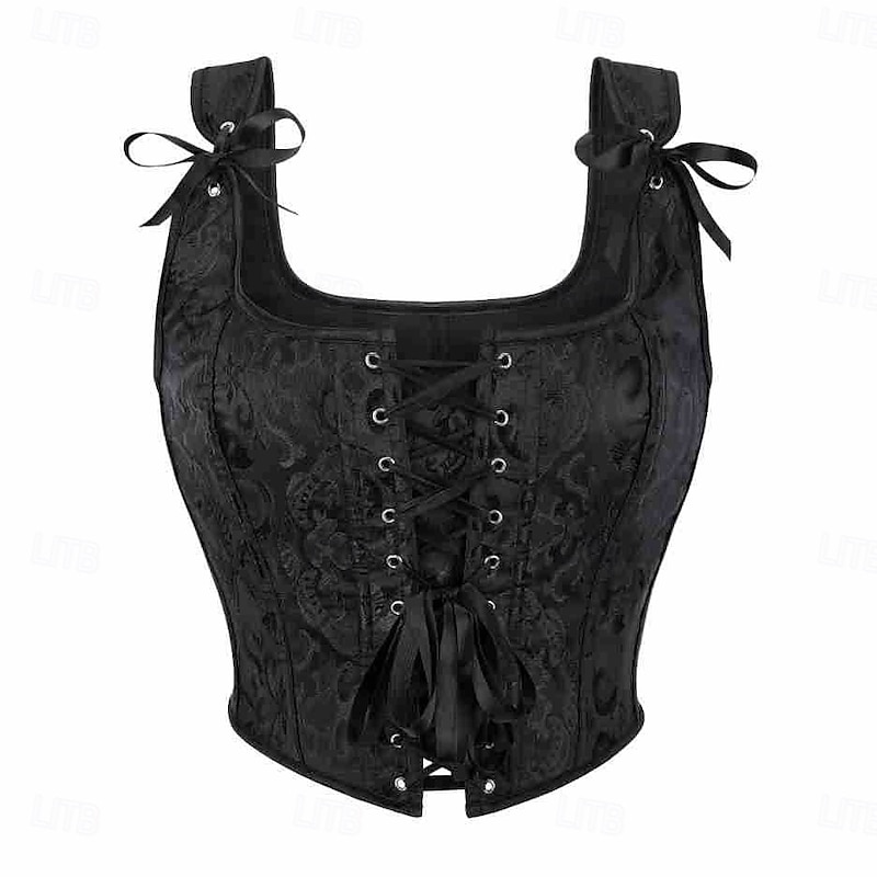 Retro Vintage Medieval Renaissance Corset Vest Bustier Lace up Floral Jacquard Fancy Dress Women's Celtic Fantasy Royal Christmas Halloween Carnival Party Casual Daily LARP Adults' Corset All Seasons2