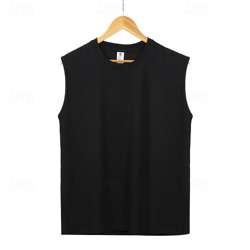 Men's Tank Top Vest Top Undershirt Sleeveless Shirt Sleeveless Crewneck Summer Plain Fashion Designer Vacation Street Going out Black White Dark Gray Top Tee for Men2