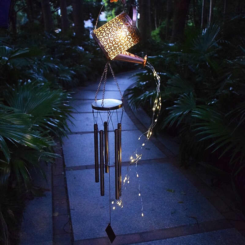 1 Pc Outdoor Solar Waterproof Metal Hollow Projection Light Wind Chime Light Flow Light Projection Light Courtyard Garden Terrace Lawn Landscape Light Atmosphere Light
