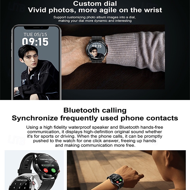 Smart Watch for Men, ECGPPG Bluetooth Call Laser Health, Blood Pressure Fitness, Sports Waterproof, Long Battery Life3