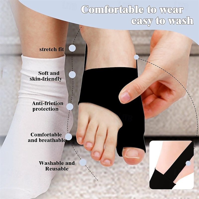 Bunion Corrector for Women Big Toe, Bunion Corrector for Men, Bunion Relief, Bunion Pads, Big Toe Splint, Bunion Fix Preventer Device for Day/Night (2 Count) Black L4