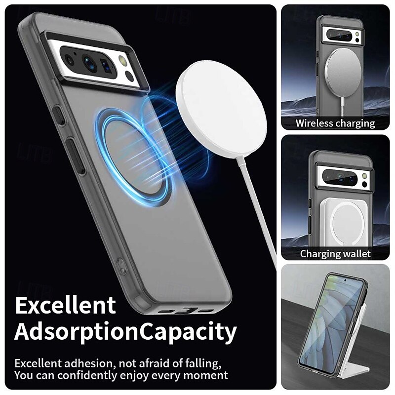 Magnetic Adsorption Phone Case for Google Pixel 9 Pro/9 Pro XL/8 Pro/8/9 PC Metal Shockproof Cover with Wireless Charging Support3