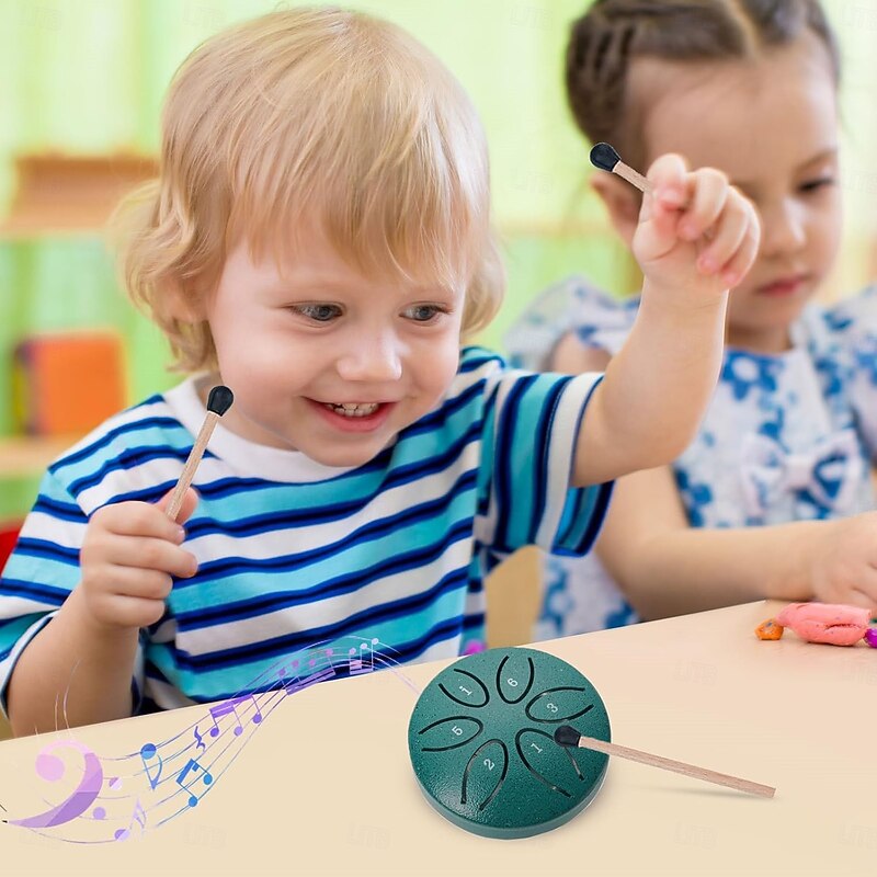 Rain Drum for Outside Garden with The Fingerstalls 3 Inches 6 Notes Steel Tongue Drum, Waterproof Mini Hand Drum with Fingerstalls, Outdoor Musical Chime Instrument for Patio Yard Decor4