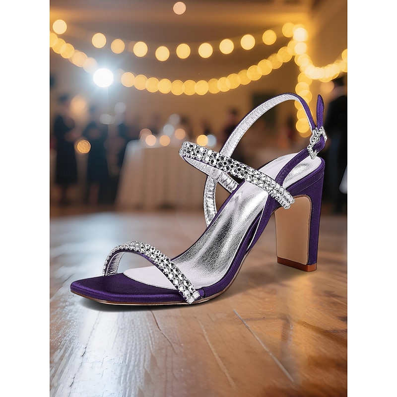 Women's White Rhinestone Block Heel Sandals – Bridal Prom Heels for Weddings, Parties and Elegant Evenings4