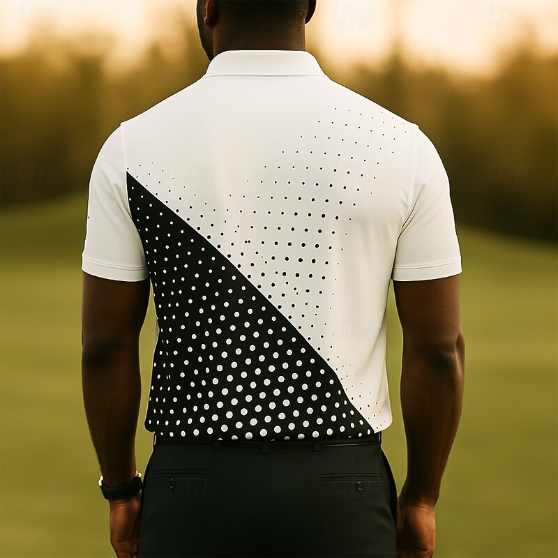 Men's Geometric Golf Sports Polo Shirts Short Sleeve Polo Shirts Collared Shirts Business Casual Outdoor Athleisure Daily Wear 3D Print Summer Blue Purple Green3