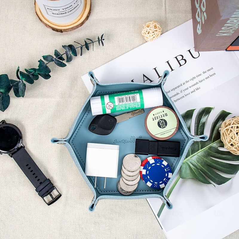 Desktop Organizer Tray, Multi-Compartment Storage Box for Keys, Cosmetics, Jewelry, and Miscellaneous Items, Foldable Entryway Storage Tray2