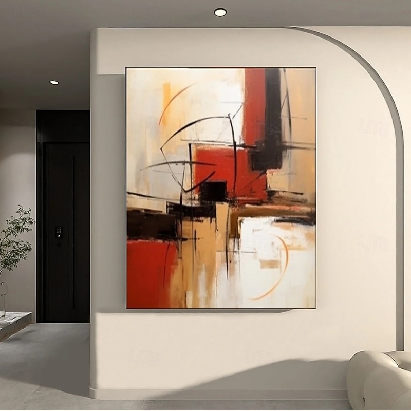 Oil Painting Hand Painted Square Abstract Classic  paintings Pure Hand-painted Oil Painting Brown Modern Hanging Painting Black white Abstract For Home Decoration Painting Wall Art3