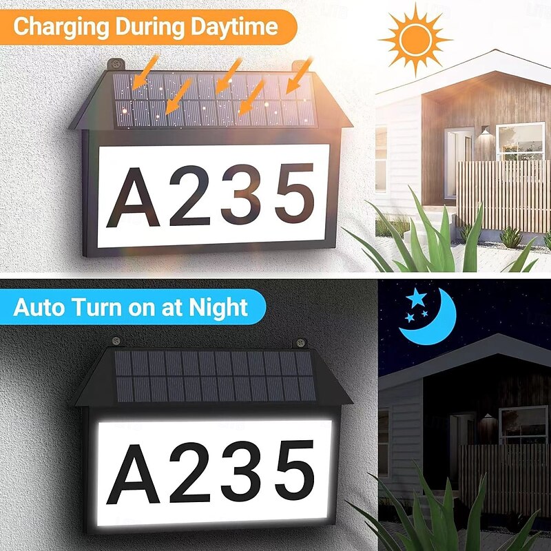 1 Pc Outdoor Solar Adress Lights Doorplate Lamp Wall Lamp Suspended Entrance Garden Lighting Ip65 Waterproof2