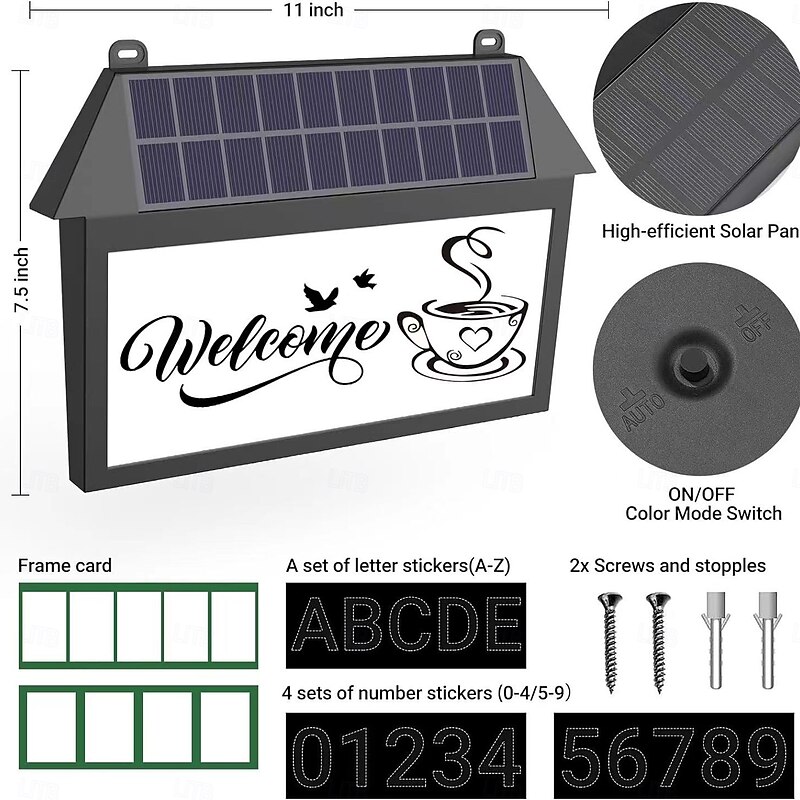 1 Pc Outdoor Solar Adress Lights Doorplate Lamp Wall Lamp Suspended Entrance Garden Lighting Ip65 Waterproof4