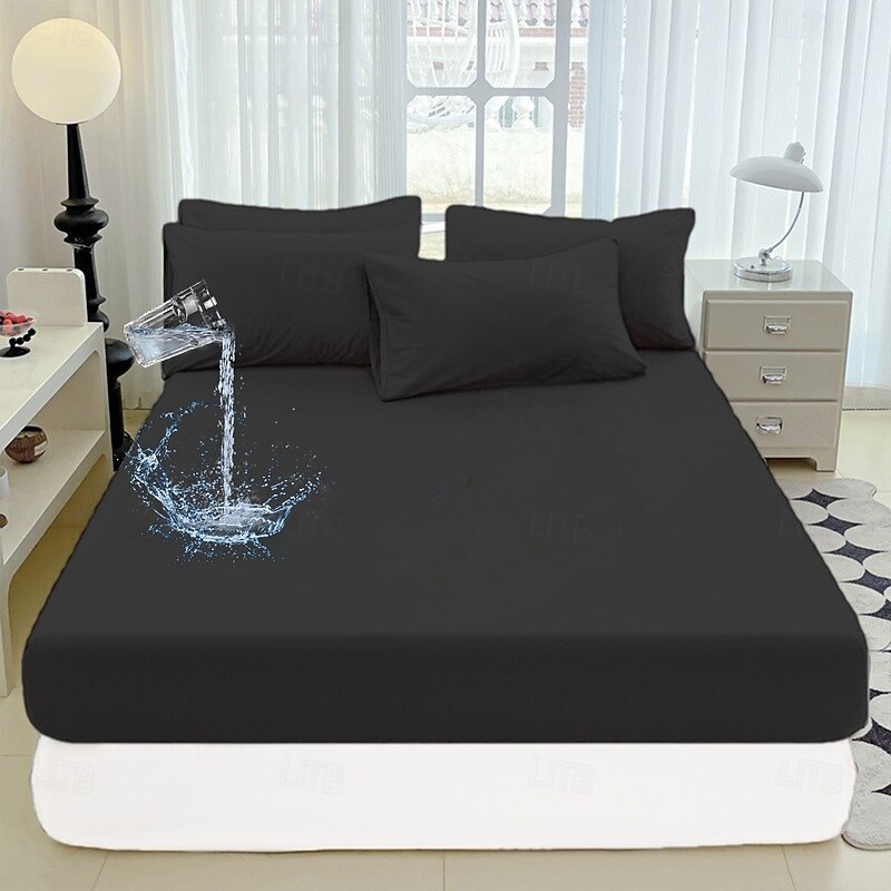 Queen Full King Protective Bed Cover Waterproof Mattress Protector Fitted Waterproof Sheet Bed Protector, Mattress Pad Noiseless Soft Breathable, for Infant Kids Adults Elderly Pets, Deep Pocket