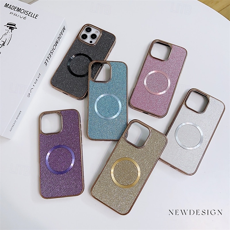 Phone Case For iPhone 16 15 14 Pro Max Plus 13 12 Pro Max Back Cover Magnetic Adsorption Magnetic Support Wireless Charging Shockproof Color Gradient Geometric Pattern PC PU Leather