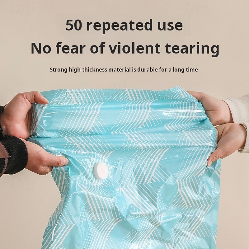 5 Pack Vacuum Storage Bags with Hand Pump, Space Saver Compression Bags for Clothes, Comforters, Duvets, Jackets, Dustproof Seal Vacuum Bags for Travel and Home Organization4