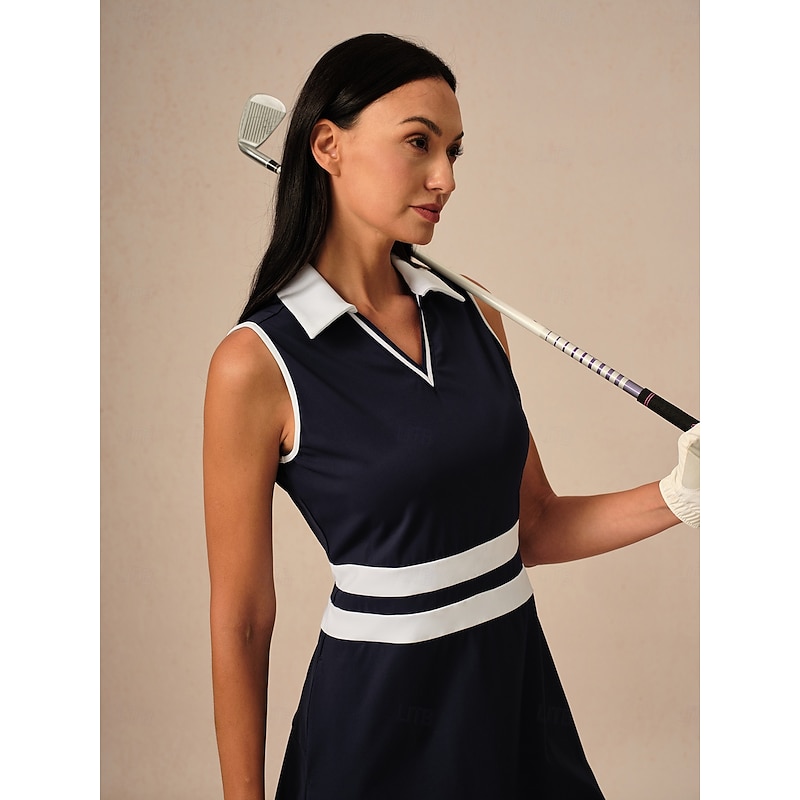 Women's Golf Dress Lake blue Black Navy Blue Sleeveless Dress Ladies Golf Attire Clothes Outfits Wear Apparel4