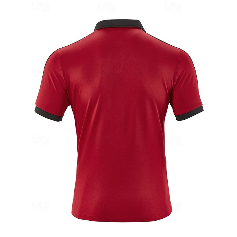 Men's Golf Shirt Golf Polos Shirts Work Casual Lapel Short Sleeve Basic Modern Color Block Patchwork Buttons Summer Regular Fit Black White Wine Khaki Light Grey Dark Gray Golf Shirt4