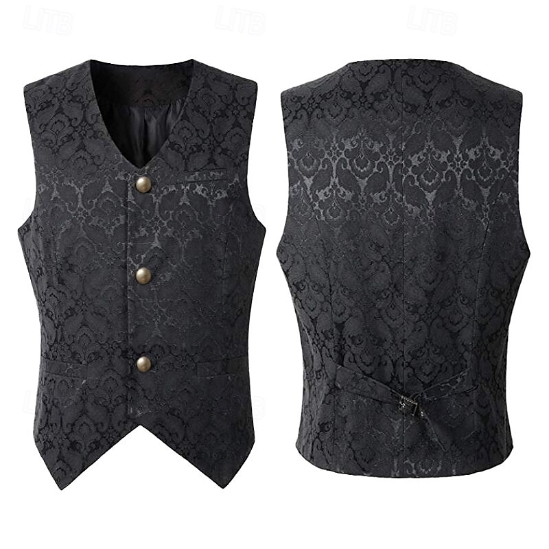 Medieval Renaissance Vest Waistcoat Paisley Fancy Dress Men's Royal Halloween Carnival Performance LARP Ren Faire Adults Vest All Seasons2