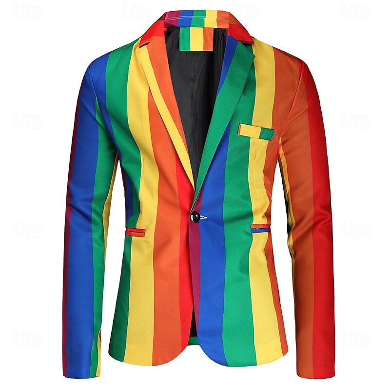 Halloween Outfits Rainbow Pride Suit Blazer Pride Rainbow Adults' Men's Halloween Carnival Pride Parade Pride Month Easy Halloween Costumes Dress Up3