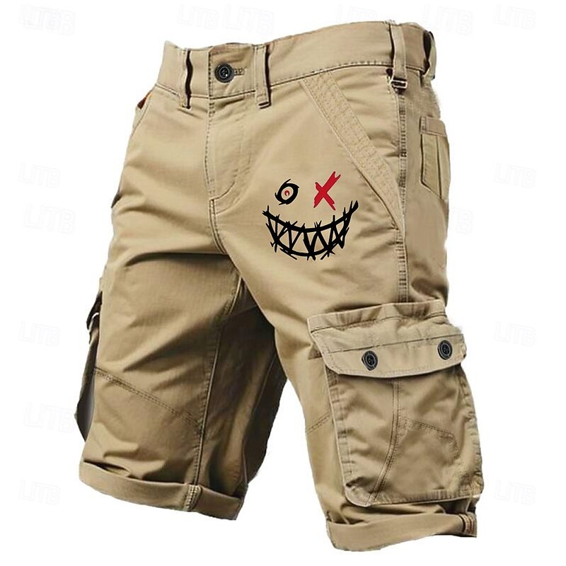 Men's Graphic Smile Face Cargo Shorts Work Shorts Mid Waist Classic Casual Outdoor Camping & Hiking Multiple Pockets Designer Clothing Apparel3